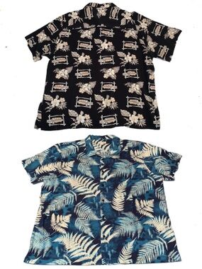 Hawaiian Shirts XL Tropical Short Sleeve Blue Black Knights Bridge Sun & Stone